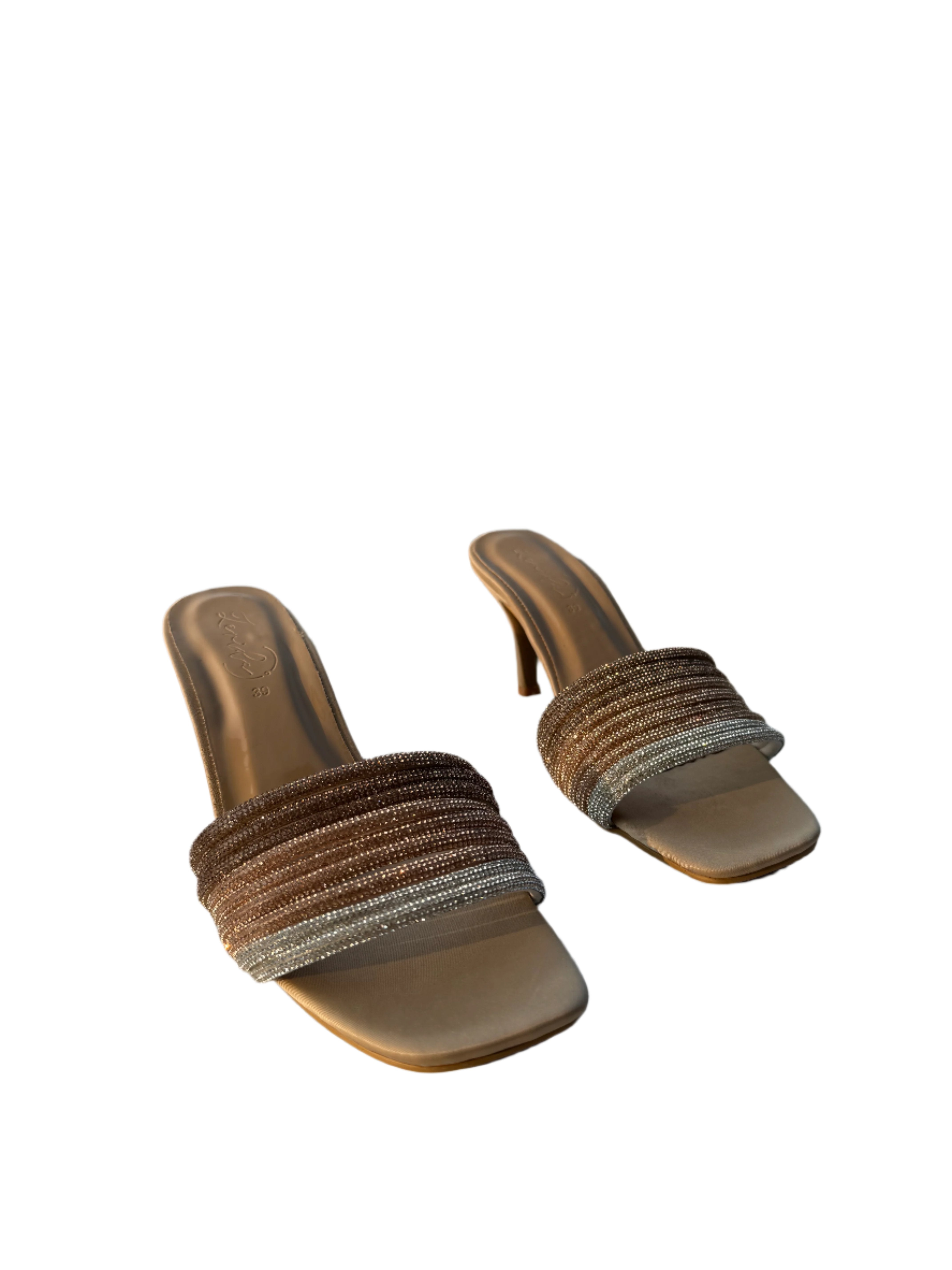 FANCY GOLD SILVER HEELS - ZEVIDA.PK