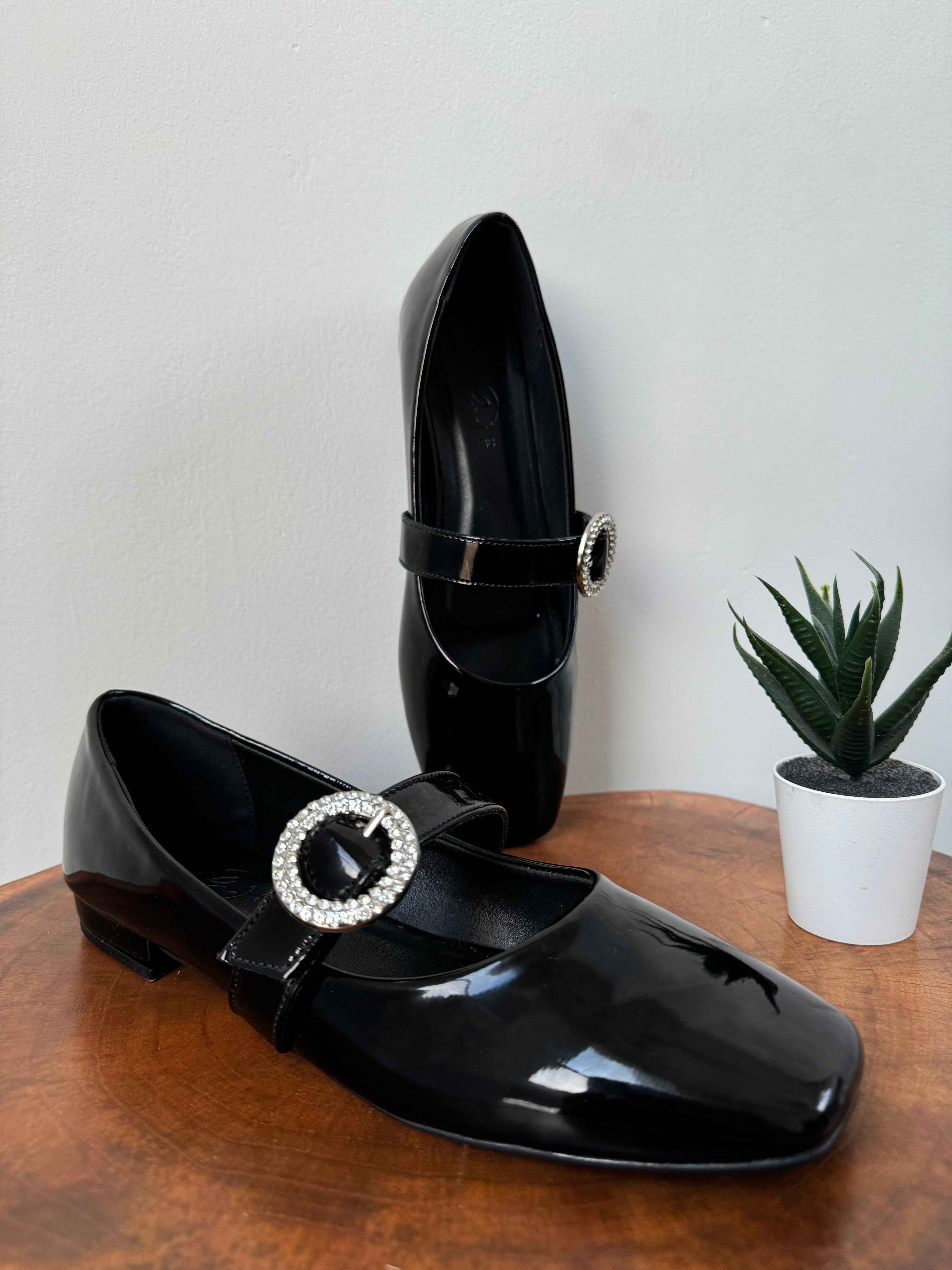 Embellished Mary Janes - BLACK