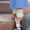 WHITE BUCKLE SLIDES