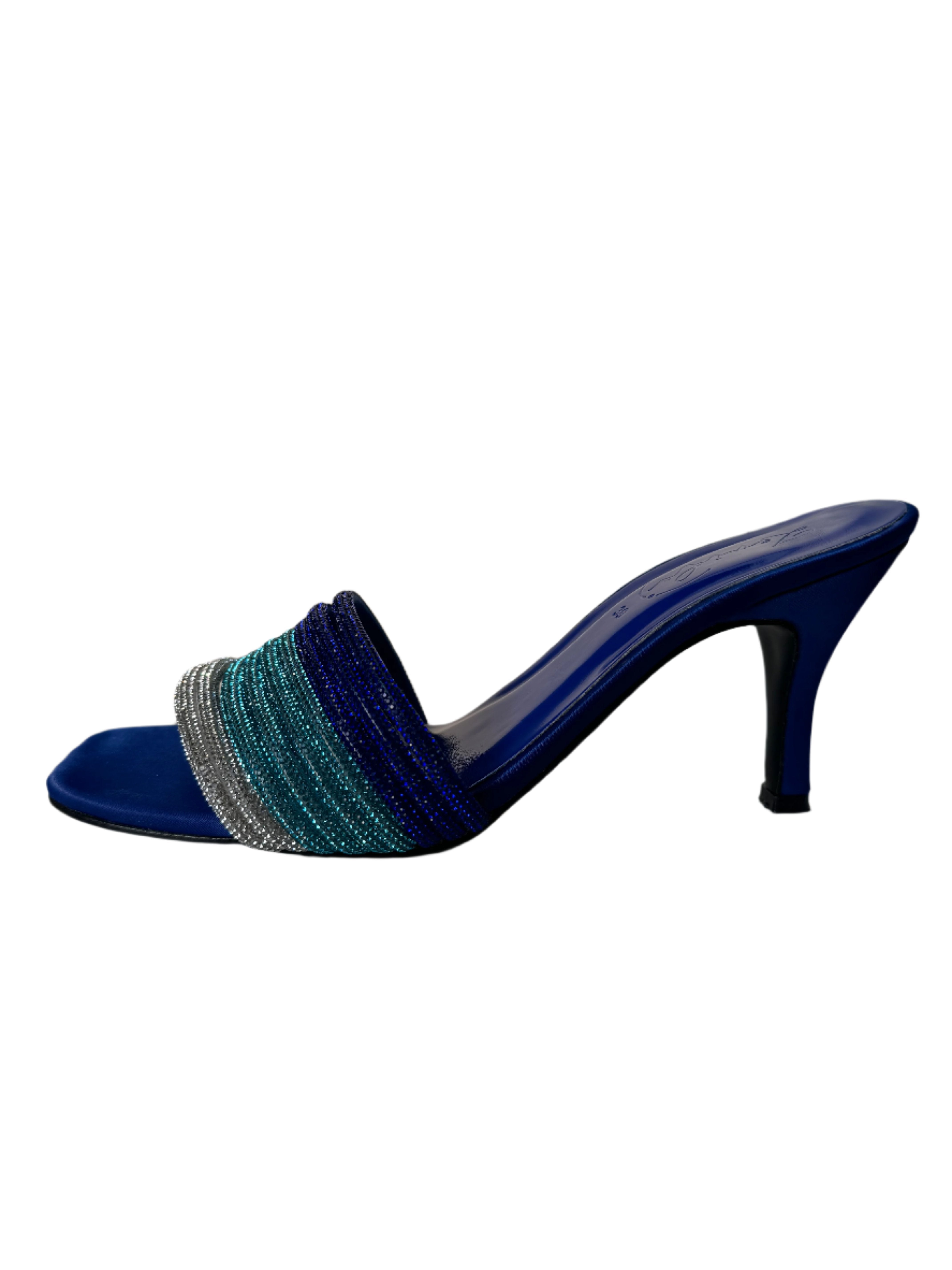 FANCY BLUE SILVER HEELS - ZEVIDA.PK