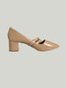 MARY JANES BEIGE - BLOCK HEELS - ZEVIDA.PK