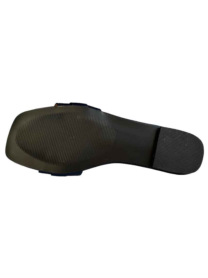 DARK BLUE BUCKLE SLIDES